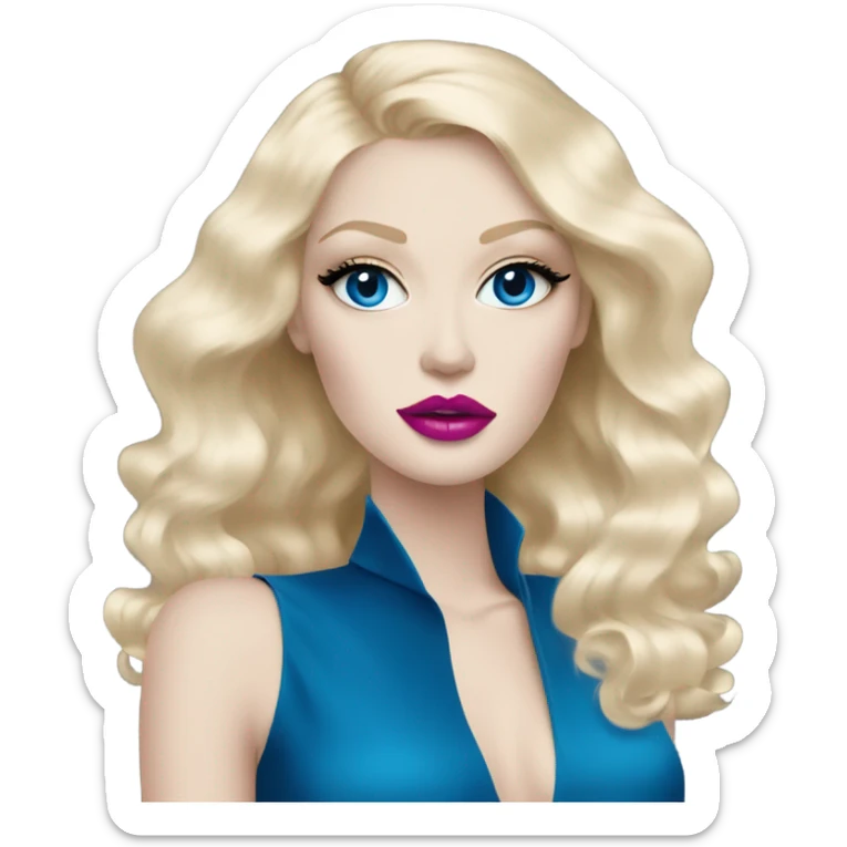 Hot girly pale blonde with blue eyes and pink lips wearing YsL sticker