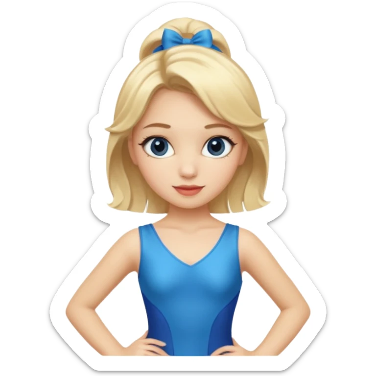 blue jazz style dance costume on girl with blonde hair sticker
