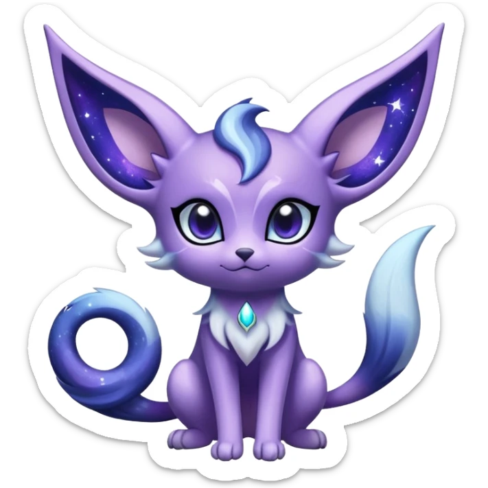 Shiny Exotic Cute Nebulae Adorable Majestic Espeon-Meowstic-Hybrid-Creature with pattern-markings sticker