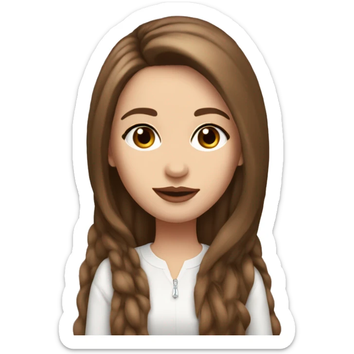 A girl with long brown  hair white skin lip filler brown eyes in a rich people outfit  sticker