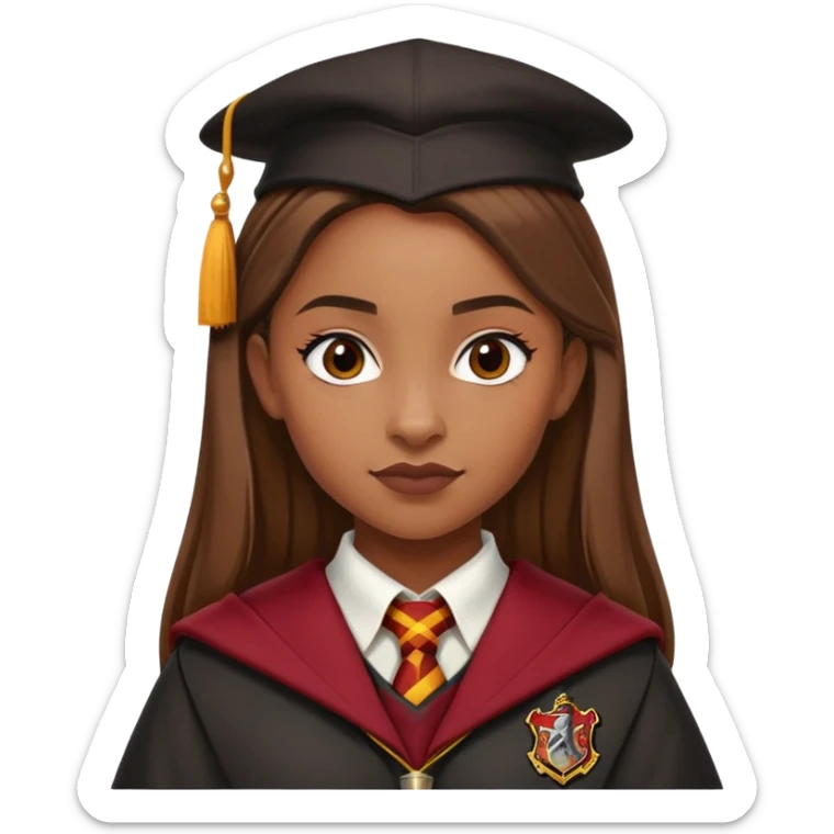 Angelina Johnson in harry potter, wear hogwarts gryfindor uniform, ponytail hair sticker