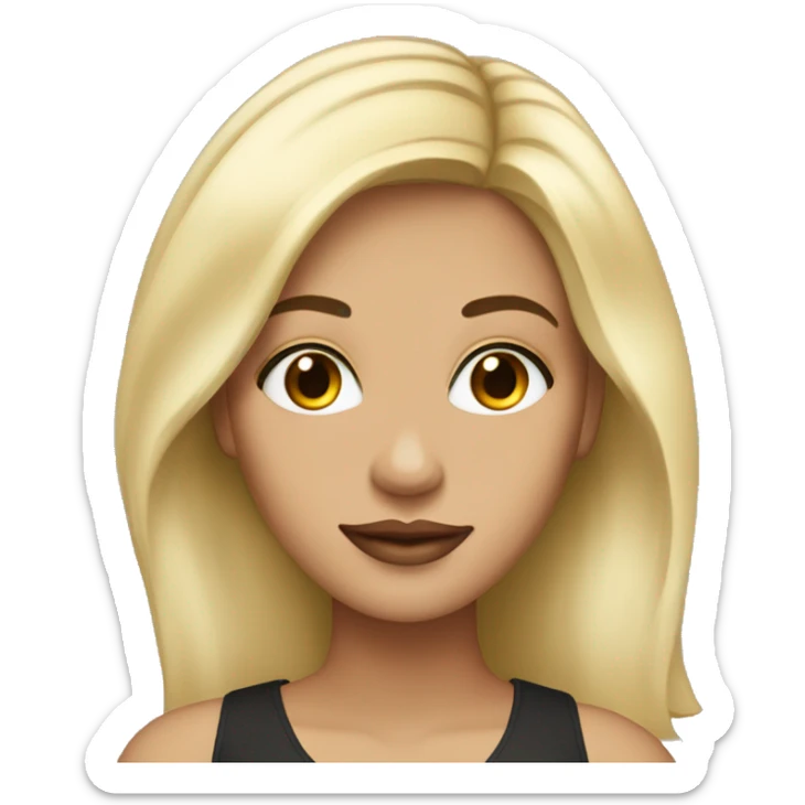 Woman with eye lashes dark hair roots and blonde down medium length sticker