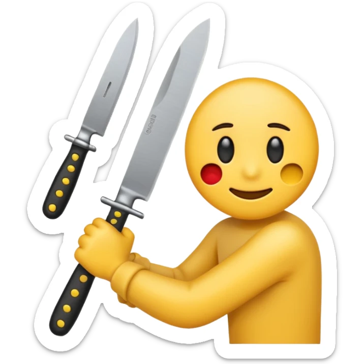 slitting my wrist normal round yellow emoji like traditional original emojis before the people ones with a knife, the one on the right is getting there, include a knife cutting a wrist  sticker