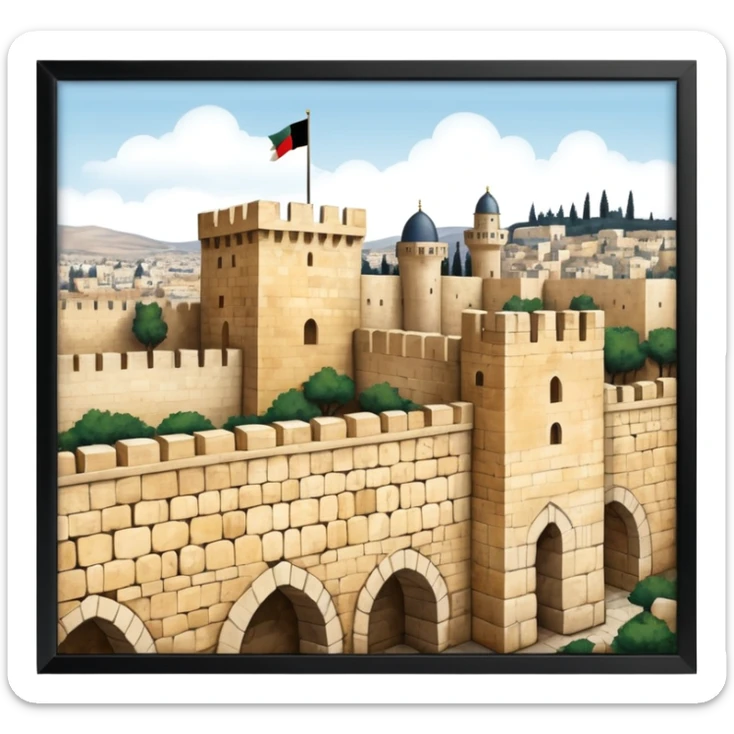 emoji highlighting the old city wall of Jerusalem with Jerusalem stone without borders on the emoji sticker