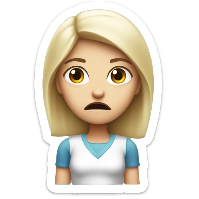 angry white girl showing disapproval with hand  in front of her  sticker