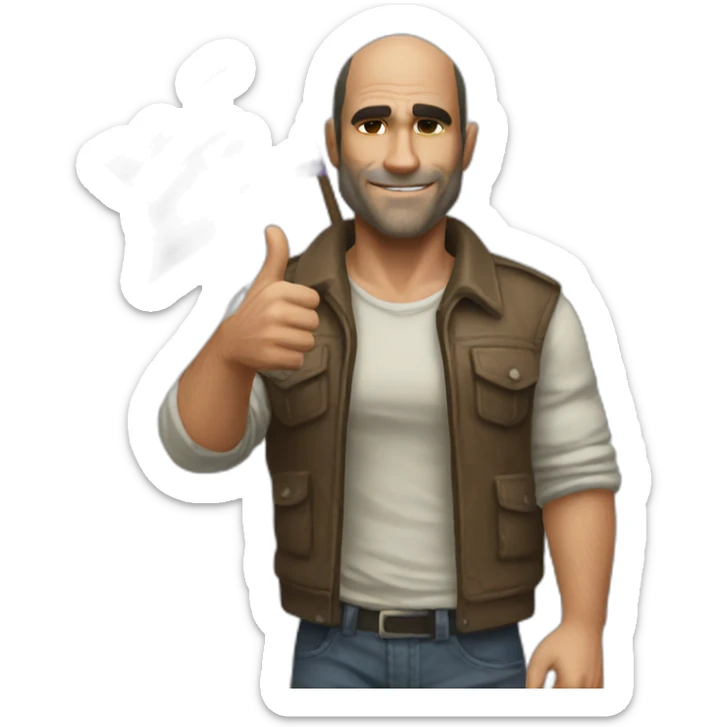 Trevor Philips holding a gay flag and giving a thumbs up sticker