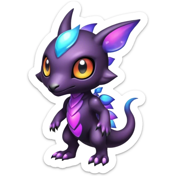 Cute cool colorful dark nebula fantasy-Fakemon-Digimon-animal-hybrid full body sticker