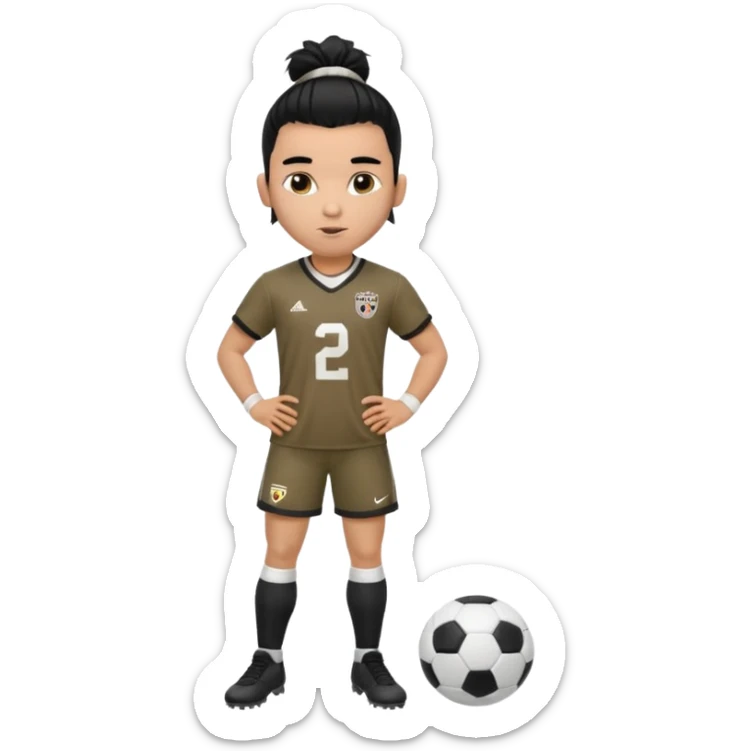a pretty male bratz footballer. black hair tied in a manbun. light brown skin sticker