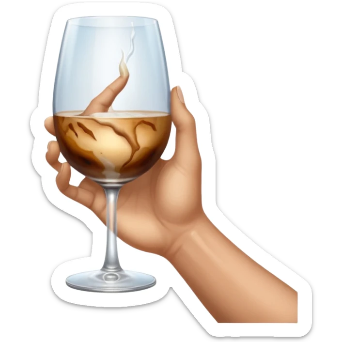 a hand holding a glass, above the glass is painted the creation of Adam sticker