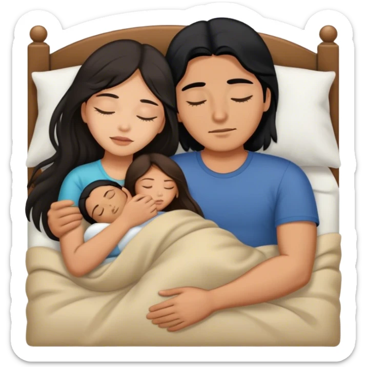 Latino man with long black hair sleeping with brown hair Filipina sticker