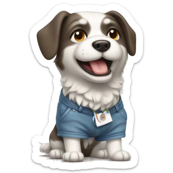 dog with shorts sticker