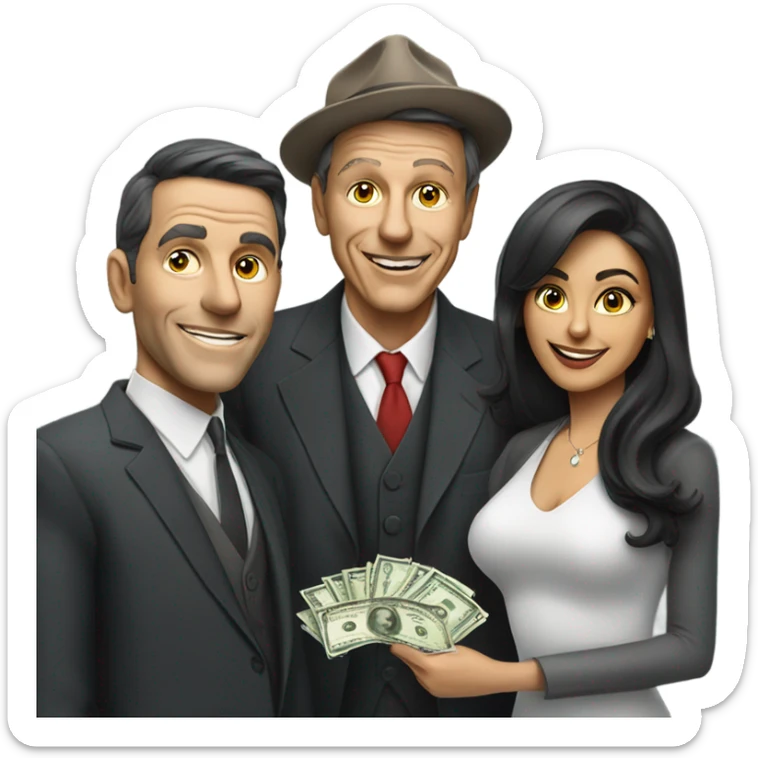 sinatra with one with male friend one persian lady friend and money  sticker