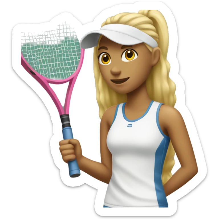 Teenage Girl playing Tennis with blond hair sticker