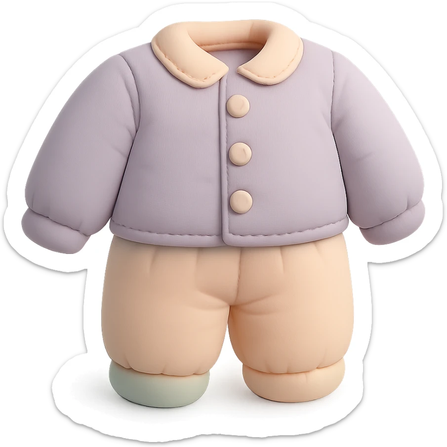 cute cushion style illustration of pajamas, soft and plush, pastel colors sticker