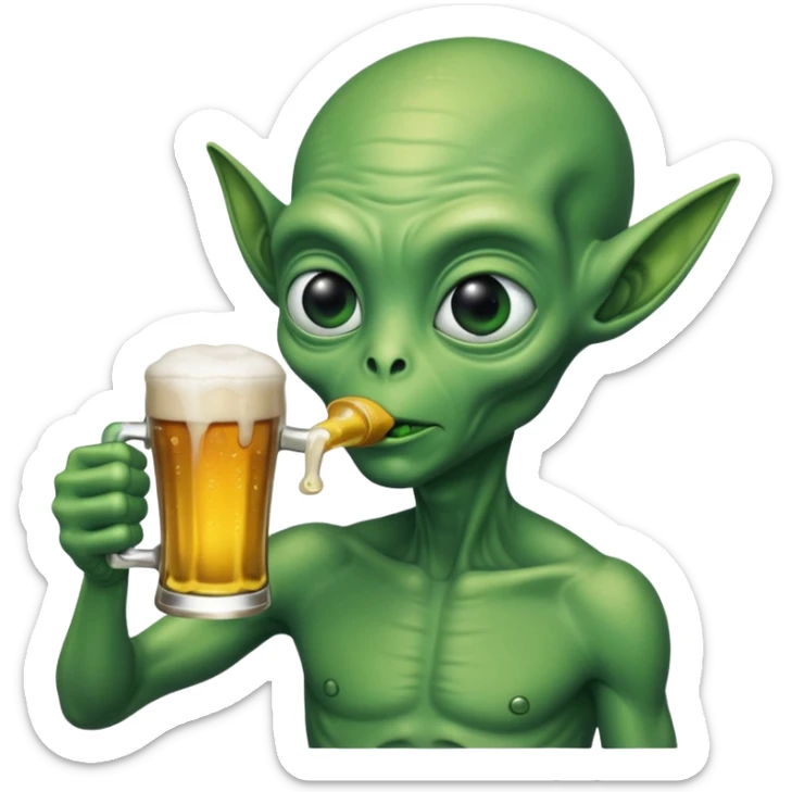 Un alien qui bois une bière  sticker