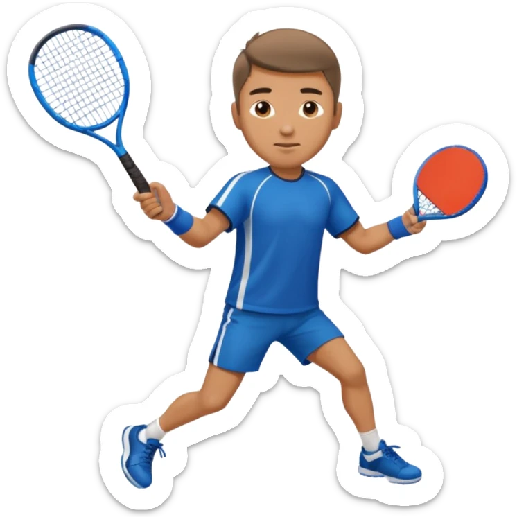 Male, eurasian, wearing sports cloth, swinging padel raquet not a tennis raquet sticker