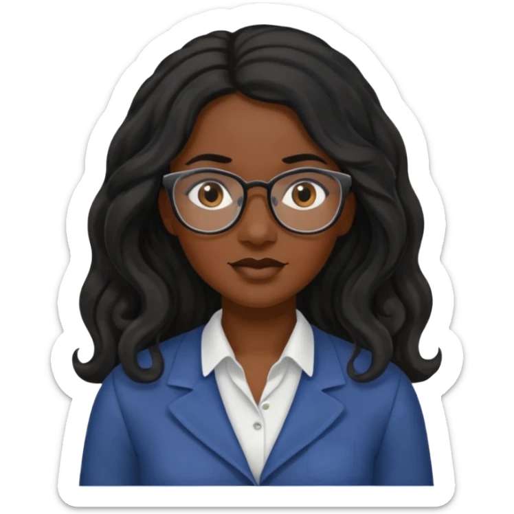 Black women teacher with black long  wavy hair chalkboard background and no eyeglasses sticker