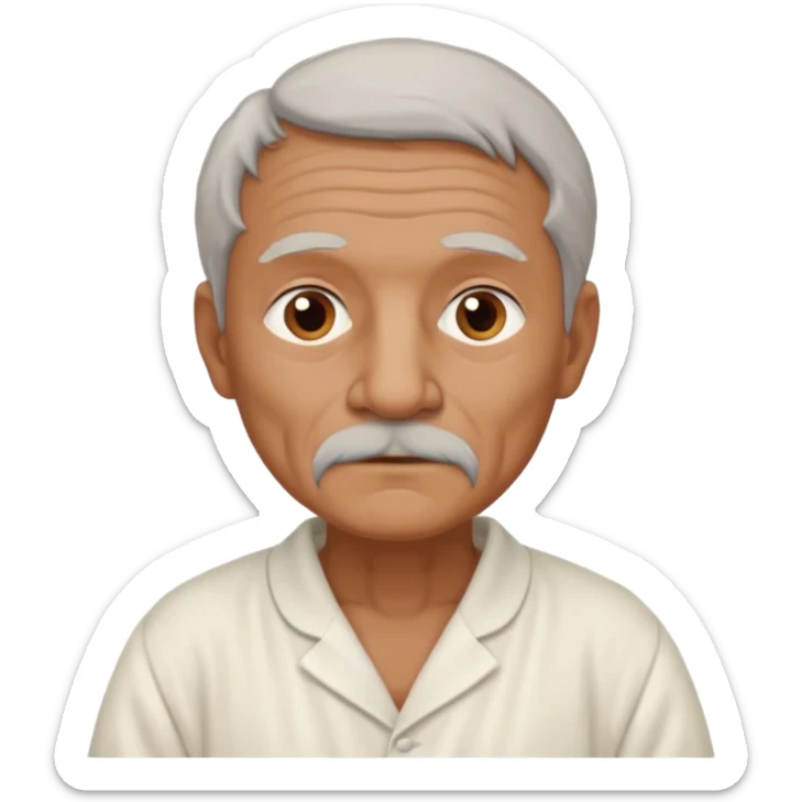 An old French man made of clay and wearing a white nightgown sticker