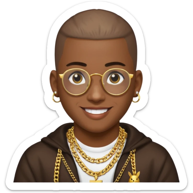 An emoji of Bad Bunny, the superstar from Puerto Rico. The singer. sticker