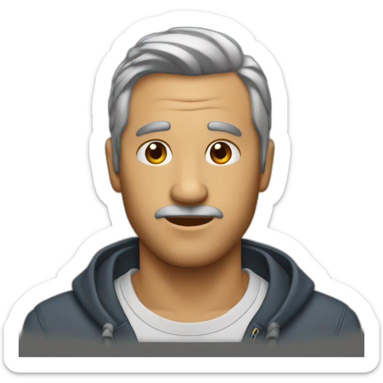 Hombre de cincuenta años pelo corto muy canoso sticker