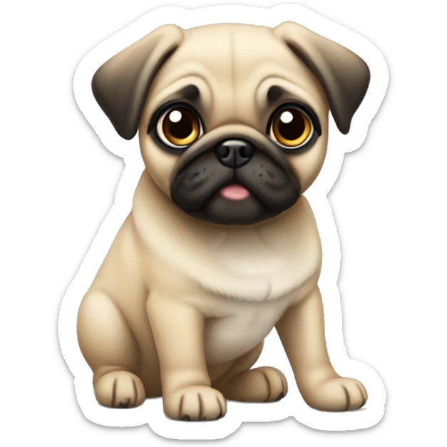 Fawn pug puppy standing sticker
