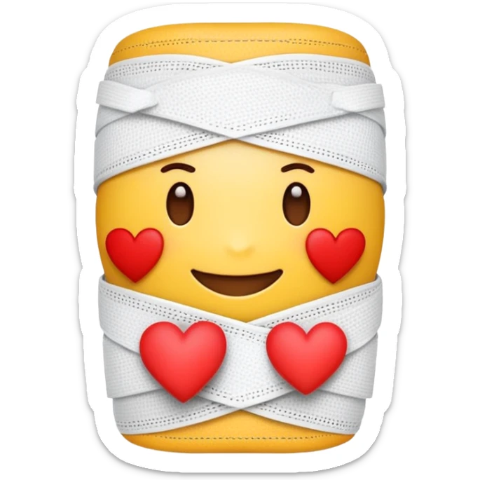 A cute "get well soon" emoji with a heart wearing a bandage sticker