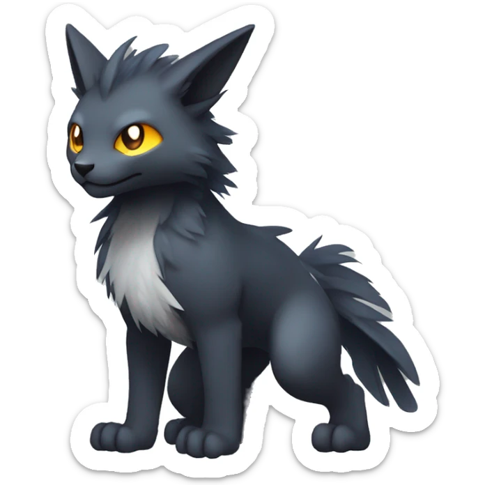 Cute cool shiny fantasy dark-shadow-themed animal hybrid Fakemon full body sticker