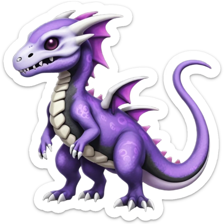 Nebulae Gothic Spooky Salandit-Cubone-Duskull-Noibat-Fakémon-hybrid-creature (full body)  sticker