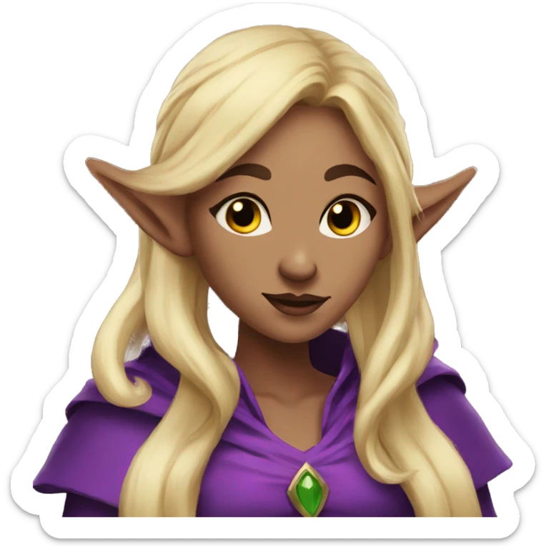 fear Noble female Elf with Elf ears and blonde hair and purple robes sticker