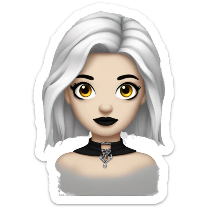 Goth white women with black hair black makeup with tattoos and piercings  sticker