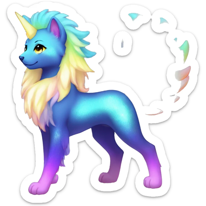 Shiny Sparkly Colorful Fluffy beautiful Mane Kawaii Ethereal Anthro Sona Nebula-Crystal-Fakemon sticker