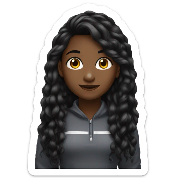 menina de olhos preto  cabelo muito longo cabelo preto e cabelo cacheado sticker