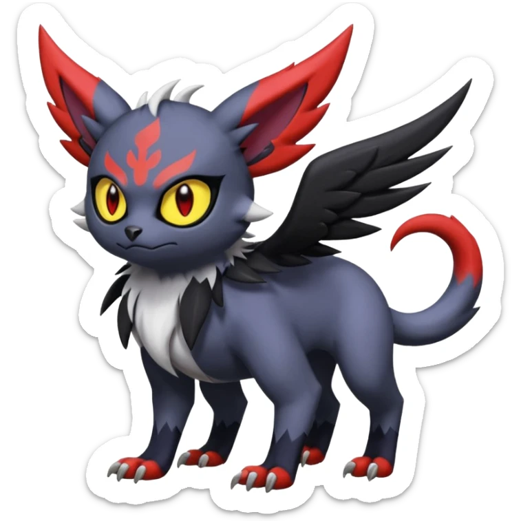 Noibat-Absol-Nargacuga-Litten-Torracat-fusion-Fakemon-Pokémon-creature  sticker