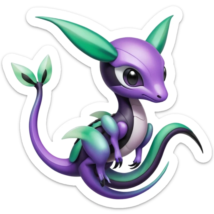 Violet-purple-black-white-gradients Meloetta-Rayquaza-Chatot-Pokémon-Fakémon-creature sticker