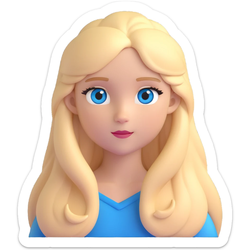 beautiful blond girl with long hair and blue eyes sticker