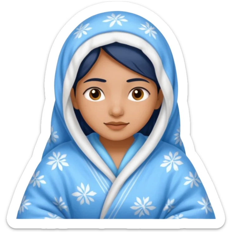 a pretty bratz fair indian girl covered in blanket, wearing pajamas sticker