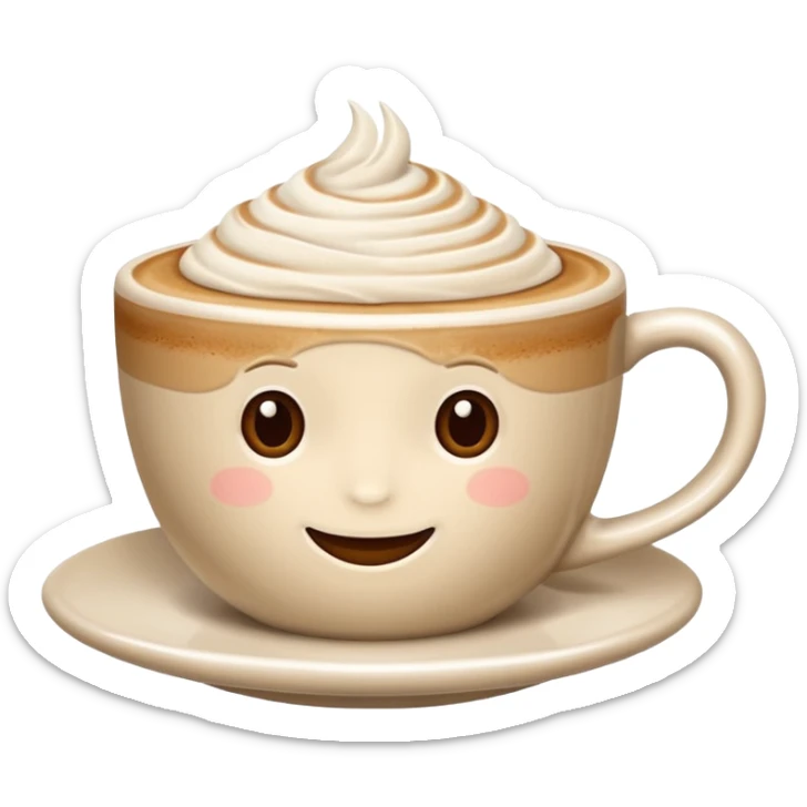 Genera un emoji di un cappuccino senza sorriso con un solo manico senza fiamma sopra sticker