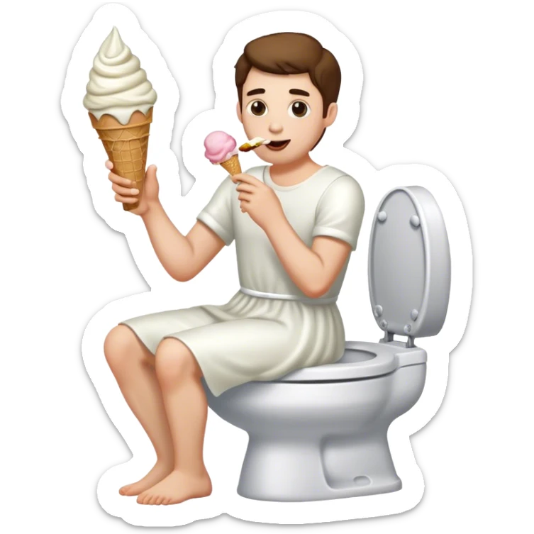 gelinlik giyen dondurna yiyen tuvaletini yapan bir erkek sticker