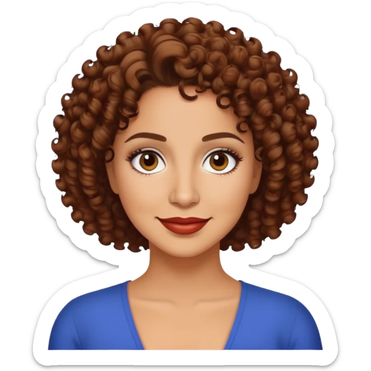 Puerto Rican actress Marian Pabón with short curly hair, expressive eyes, warm smile, middle-aged Latina woman sticker