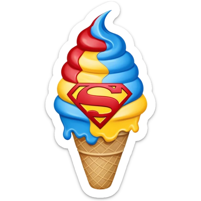 Superman ice cream blue red yellow  sticker