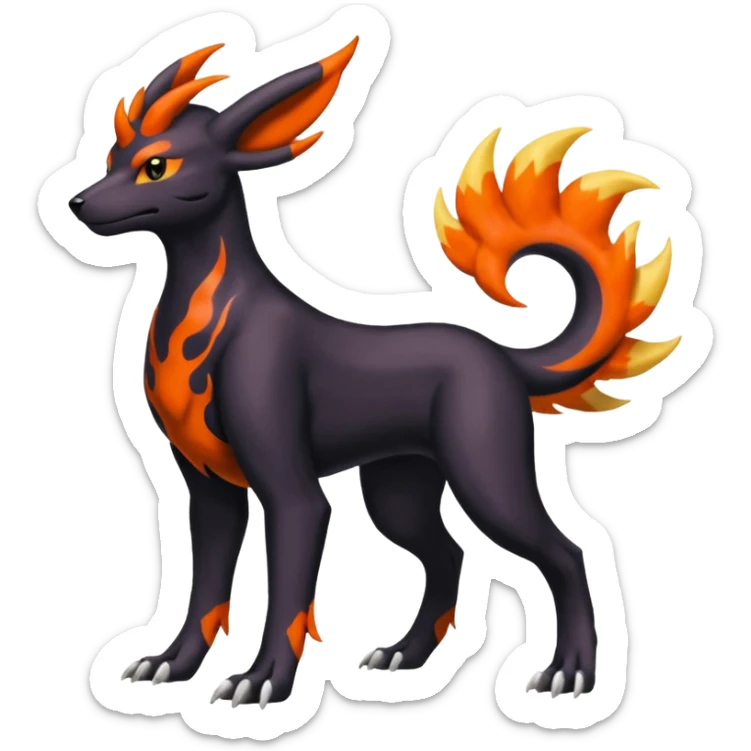 
Canine-Houndoom-Bayleaf-Salandit-Noibat-Flareon-Fakémon-fusion (full body) sticker