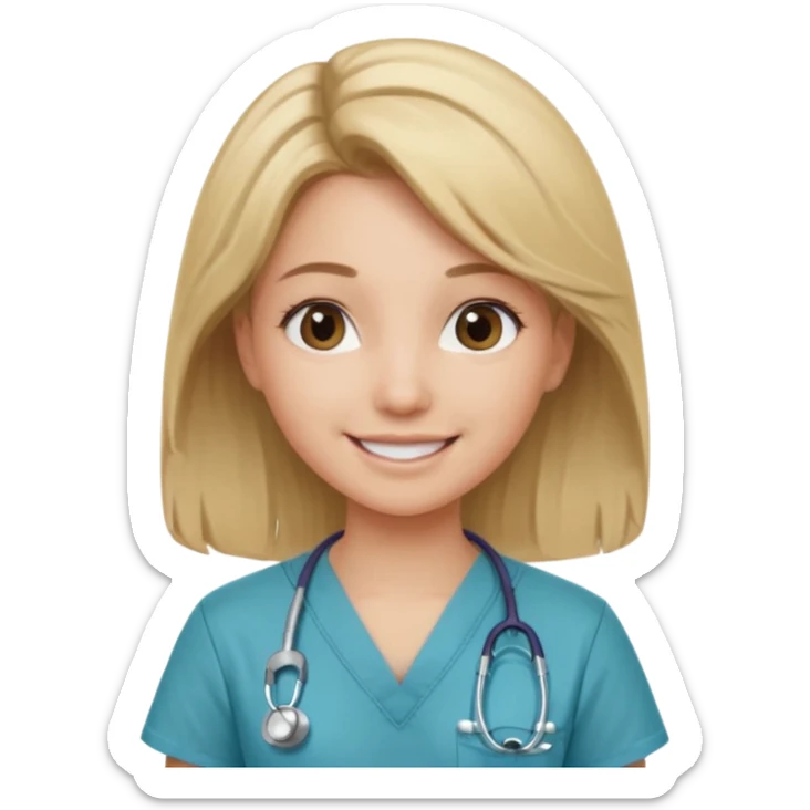 Girl emoji, dirty blondish hair , loves nursing , cute asthetics and her neutrals sticker