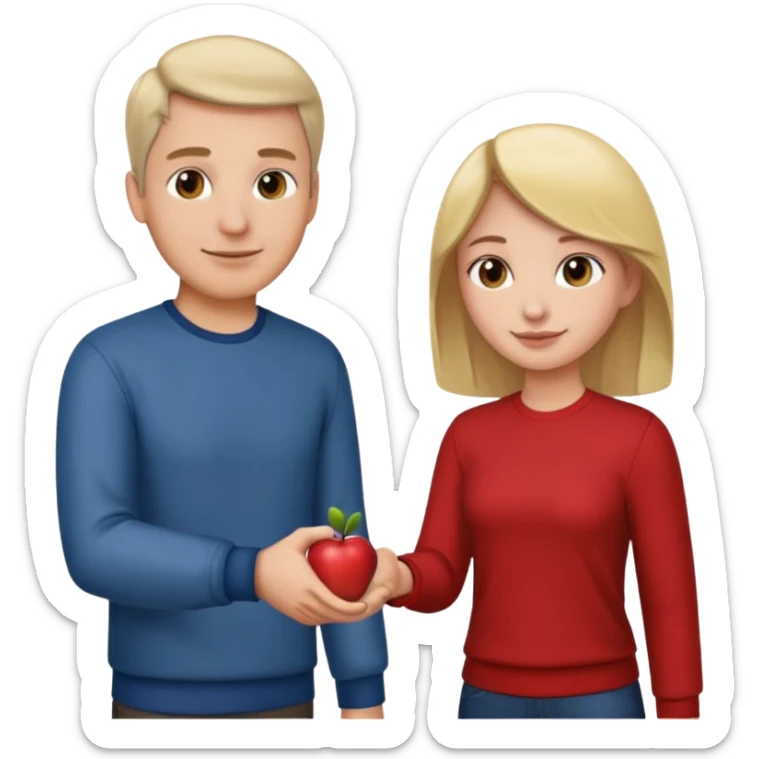 a man in casual clothes shaking hands with a girl, apple emoji style sticker