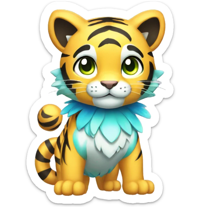 Colorful Shiny Kawaii Cute Tiger-Fakémon-Pokémon full body sticker