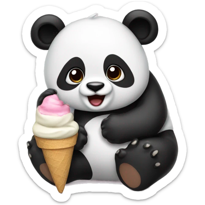 Panda eating ice cream sticker