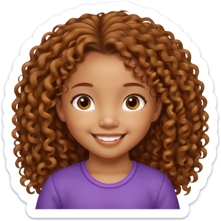 5 year old blasian girl with long brown curly hair sticker