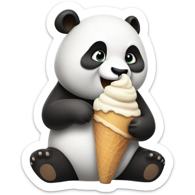 Panda eating ice cream sticker