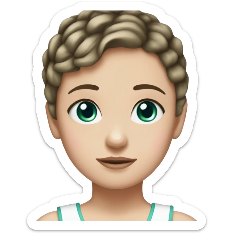 LightBrunette darkgreen eyed White girl with a baby girl short hair blue eyes pink bows sticker