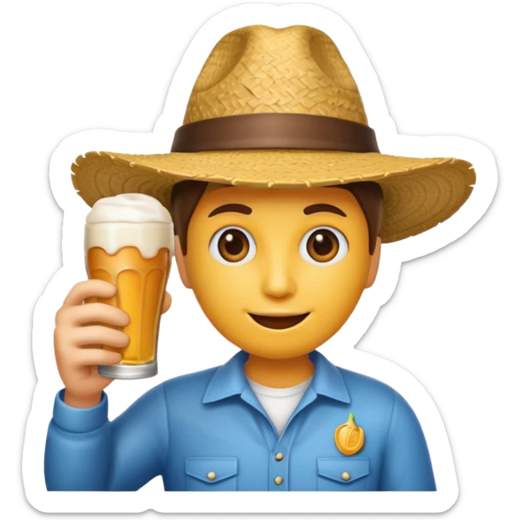 Crea un emoji donde tenga una cerveza en la mano y este bolo  sticker