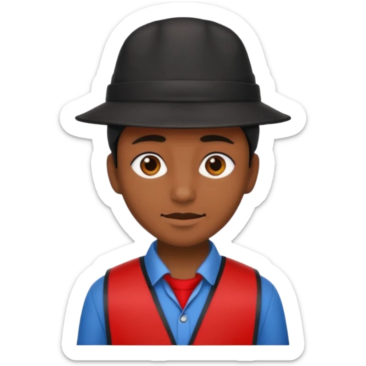 Typische zwartepiet, de knecht van Sinterklaas, met een pietenpak, kraag, muts sticker